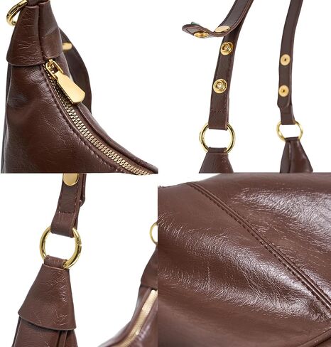 Soft Shoulder Bag for Women, Retro Crescent Shape Handbag Small Crossbody Hobo Purse in Saudi Arabia