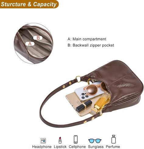 Soft Shoulder Bag for Women, Retro Crescent Shape Handbag Small Crossbody Hobo Purse in Saudi Arabia