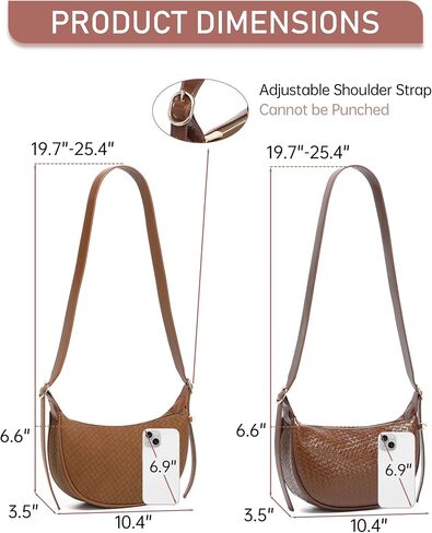Purses for Women Woven Crescent Shoulder Bag 2PC Vegan Leather Hobo Crossbody Handbag with Small Matching Bag in Saudi Arabia