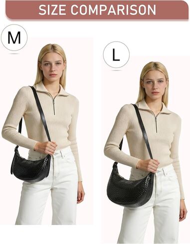 Purses for Women Woven Crescent Shoulder Bag 2PC Vegan Leather Hobo Crossbody Handbag with Small Matching Bag in Saudi Arabia