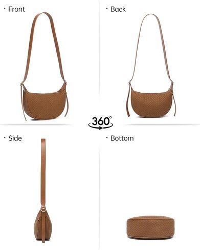 Purses for Women Woven Crescent Shoulder Bag 2PC Vegan Leather Hobo Crossbody Handbag with Small Matching Bag in Saudi Arabia