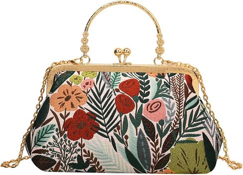 Slouchy Flower Kiss Lock Crossbody Bags Women Kiss Clasp Summer Beach Purse ross Body Shoulder Bag Hobo Wallet Handbags in Saudi Arabia