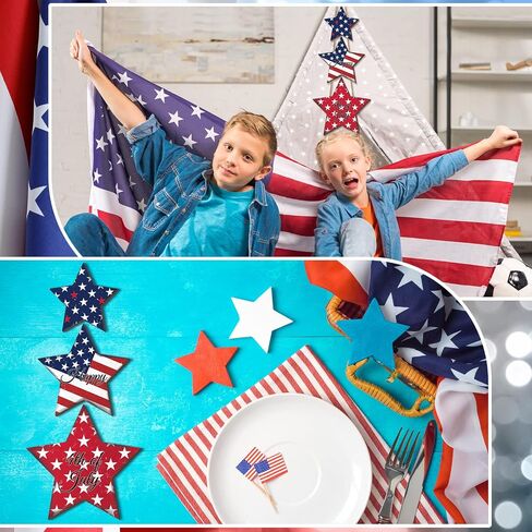 4th of July Decorations Patriotic Decor Star Wreath Hanging Sign Wooden Red White Blue Wreaths for Front Door Decorations for Memorial Day 250th Anniversary Fourth of July Porch Wall Indoor Home Decor in Saudi Arabia