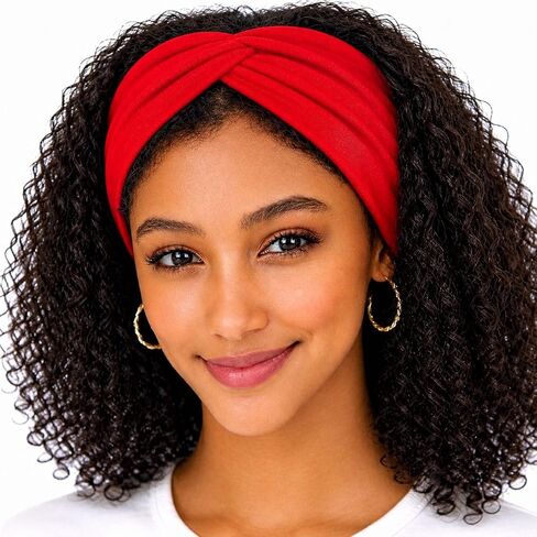 Women's Stretchy Knotted Headbands, Solid Color, Non-Slip for Yoga, Workout, Running in Kuwait