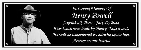 Photo Memorial Bench Plate, Personalized Plaque, Door Name Plate, Building Sign, Engraved Tree Plaque, Multiple Sizes and Colors(Black With White Writing) in Saudi Arabia