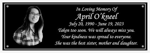 Photo Memorial Bench Plate, Personalized Plaque, Door Name Plate, Building Sign, Engraved Tree Plaque, Multiple Sizes and Colors(Black With White Writing) in Kuwait