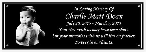 Photo Memorial Bench Plate, Personalized Plaque, Door Name Plate, Building Sign, Engraved Tree Plaque, Multiple Sizes and Colors(Black With White Writing) in Kuwait