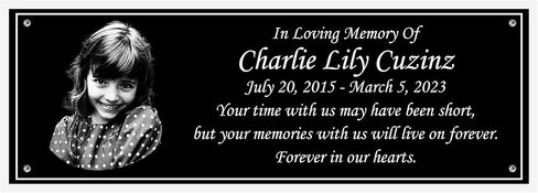 Photo Memorial Bench Plate, Personalized Plaque, Door Name Plate, Building Sign, Engraved Tree Plaque, Multiple Sizes and Colors(Black With White Writing) in Kuwait