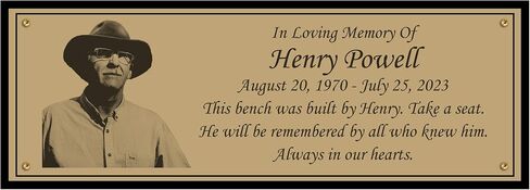 Photo Memorial Bench Plate, Personalized Plaque, Door Name Plate, Building Sign, Engraved Tree Plaque, Multiple Sizes and Colors(Black With White Writing) in Kuwait