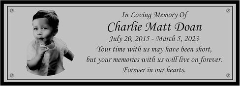 Photo Memorial Bench Plate, Personalized Plaque, Door Name Plate, Building Sign, Engraved Tree Plaque, Multiple Sizes and Colors(Black With White Writing) in Kuwait