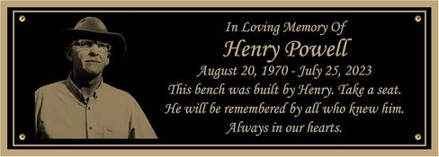 Photo Memorial Bench Plate, Personalized Plaque, Door Name Plate, Building Sign, Engraved Tree Plaque, Multiple Sizes and Colors(Black With White Writing) in Kuwait