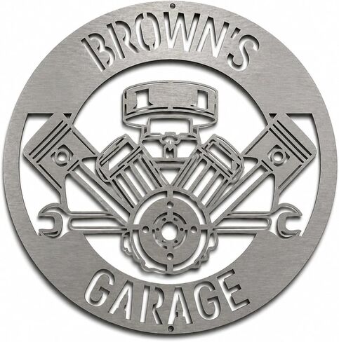 Personalized Name Metal Garage Wall Signs, Custom Est Date Wall Art, Man Cave Sign, Garage Hanging, Piston Engine Design Shop Decor, RAW Steel Mechanic Garage Plaque, Unique Gift Idea for Fathers Day in Saudi Arabia