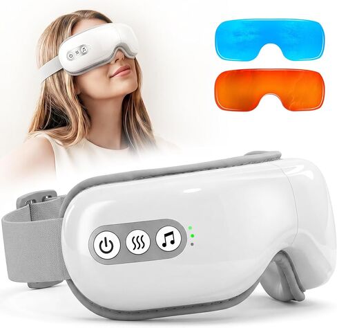 Eye Massager with Heat and Cooling, Heated Eye Mask for Dry Eyes & Sleep, Cooling Gel Mask for Puffiness, Bluetooth Music 5 Modes Cordless Foldable, Relax Gift for Women Men in Saudi Arabia
