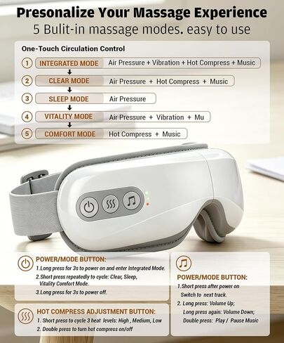 Eye Massager with Heat and Cooling, Heated Eye Mask for Dry Eyes & Sleep, Cooling Gel Mask for Puffiness, Bluetooth Music 5 Modes Cordless Foldable, Relax Gift for Women Men in Saudi Arabia