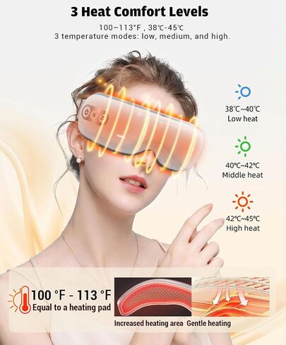 Eye Massager with Heat and Cooling, Heated Eye Mask for Dry Eyes & Sleep, Cooling Gel Mask for Puffiness, Bluetooth Music 5 Modes Cordless Foldable, Relax Gift for Women Men in Saudi Arabia