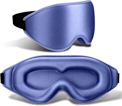 Contoured Sleep Mask for Side Sleepers, 3D Blackout Eye Cover with Adjustable Strap, Lash-Friendly (Blue) in Kuwait