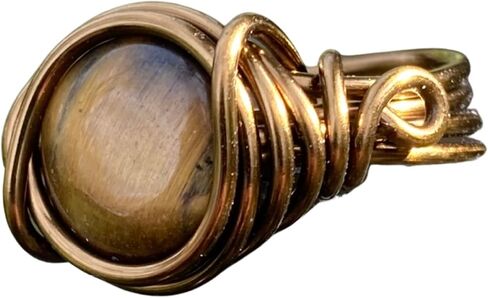Tigers Eye Ring in Antique Brass Thick Band Real Crystal Jewelry for Woman Teens Earthy boho in Kuwait