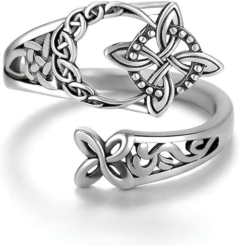 Celtic Knot Ring for Women Men, Vintage Witches Protection Knot Open Adjustable Ring Irish Celtic Symbol Infinity Knot Statement Jewelry Gift in Kuwait