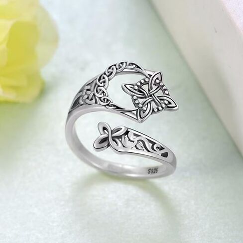 Celtic Knot Ring for Women Men, Vintage Witches Protection Knot Open Adjustable Ring Irish Celtic Symbol Infinity Knot Statement Jewelry Gift in Kuwait