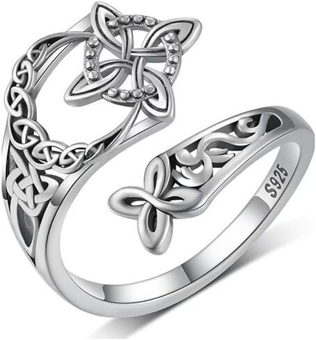 Celtic Knot Ring for Women Men, Vintage Witches Protection Knot Open Adjustable Ring Irish Celtic Symbol Infinity Knot Statement Jewelry Gift in Kuwait
