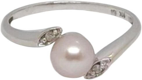 Lucky&Store NATURAL Color Freshwater Pearl/Diamond 14K White Gold Ring. Pearl Ring LOVER. in Saudi Arabia