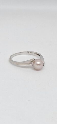 Lucky&Store NATURAL Color Freshwater Pearl/Diamond 14K White Gold Ring. Pearl Ring LOVER. in Saudi Arabia