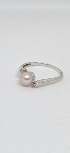 Lucky&Store NATURAL Color Freshwater Pearl/Diamond 14K White Gold Ring. Pearl Ring LOVER. in Saudi Arabia