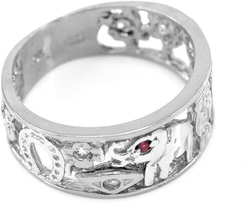 Good Luck Charms 925 Sterling Silver Open Design CZ-Studded Ring in Saudi Arabia