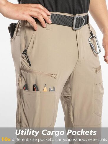 CARWORNIC Men's Quick Dry Hiking Cargo Pants Water-Resistant Flex Lightweight Nylon Outdoor Fishing Tactical Pants 10 Pockets in Saudi Arabia