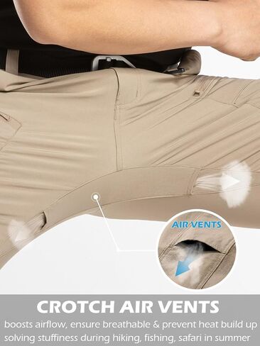 CARWORNIC Men's Quick Dry Hiking Cargo Pants Water-Resistant Flex Lightweight Nylon Outdoor Fishing Tactical Pants 10 Pockets in Saudi Arabia