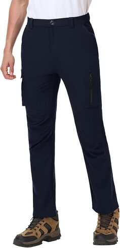 Mens Hiking Pants with 6 Pockets - Cargo Pants for Outdoor Work, Travel, Fishing, and Casual Wear in Saudi Arabia