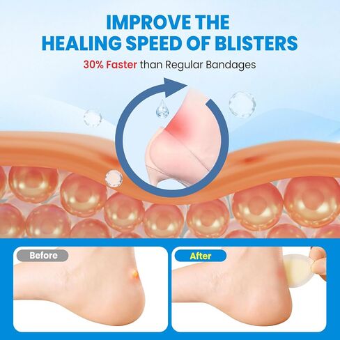 Blister Bandages for Feet - 36 Pcs Hydrocolloid Blister Bandages, Waterproof Blister Pads Blister Cushions for Feet Toes Heels Blister Prevention & Recovery (4 Shape Variety Pack) in Saudi Arabia