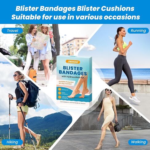 Blister Bandages for Feet - 36 Pcs Hydrocolloid Blister Bandages, Waterproof Blister Pads Blister Cushions for Feet Toes Heels Blister Prevention & Recovery (4 Shape Variety Pack) in Saudi Arabia
