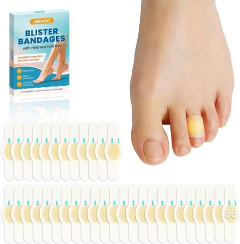 Blister Bandages for Feet - 36 Pcs Hydrocolloid Blister Bandages, Waterproof Blister Pads Blister Cushions for Feet Toes Heels Blister Prevention & Recovery (4 Shape Variety Pack) in Saudi Arabia