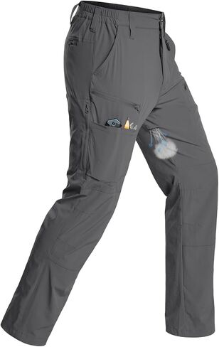 CARWORNIC Men's Quick Dry Hiking Cargo Pants Water-Resistant Flex Lightweight Nylon Outdoor Fishing Tactical Pants 10 Pockets in Saudi Arabia