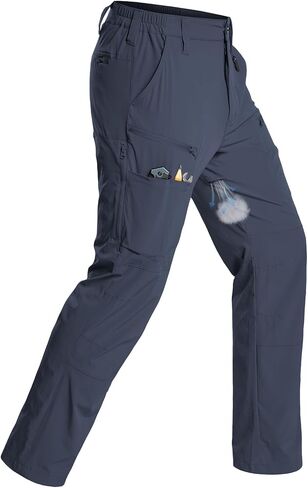 CARWORNIC Men's Quick Dry Hiking Cargo Pants Water-Resistant Flex Lightweight Nylon Outdoor Fishing Tactical Pants 10 Pockets in Saudi Arabia