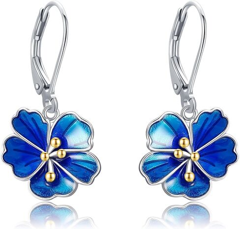 Cherry Blossom/Rose Earrings for Women 925 Sterling Silver Flower Leverback Earrings Dangle Drop Flower Jewelry in Kuwait