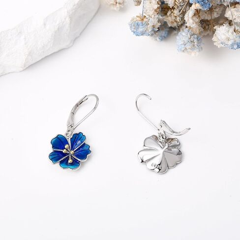 Cherry Blossom/Rose Earrings for Women 925 Sterling Silver Flower Leverback Earrings Dangle Drop Flower Jewelry in Kuwait