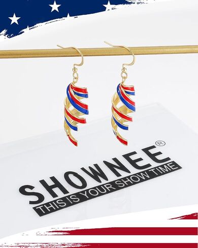 July 4th Independence Day Earrings 250th Anniversary USA Merchandise American Flag Red White Blue Earrings Gold Dangle Earrings for Women Patriotic Memorial Veterans Independence Day Gifts in Saudi Arabia