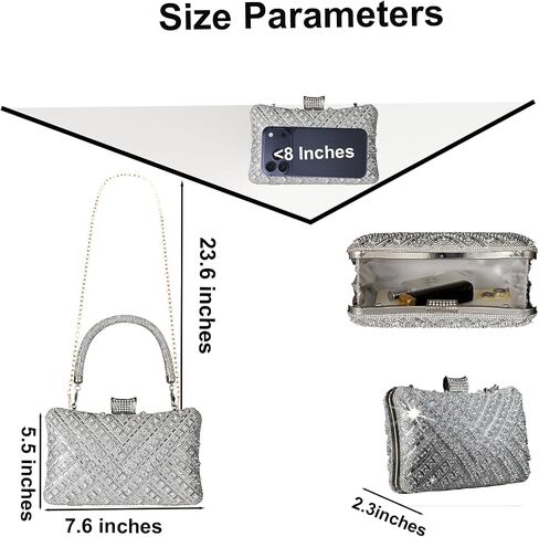 Women Rhinestone Purse, Evening Purse Crossbody Purse - Sparkly Rhinestone Clutch, Evening Clutch Bag Crystal Handbag, Formal Crossbody Clutch Bag for Women Wedding Party Evening Events in Saudi Arabia