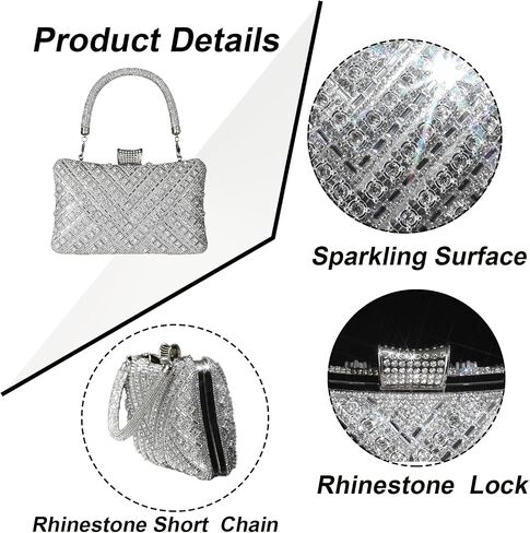 Women Rhinestone Purse, Evening Purse Crossbody Purse - Sparkly Rhinestone Clutch, Evening Clutch Bag Crystal Handbag, Formal Crossbody Clutch Bag for Women Wedding Party Evening Events in Saudi Arabia