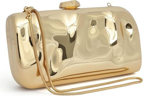 Rancco Gold Clutch Purse for Women - Acrylic Box Evening Bag with Detachable Chain, Formal Wedding Guest Purse, Dressy Gold Shoulder Bag for Proms, Parties & Cocktail Events in Saudi Arabia