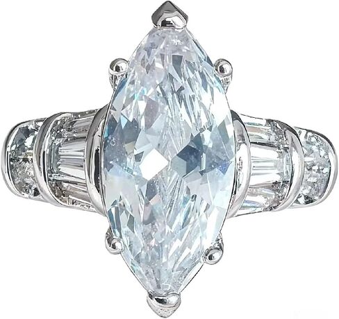 hsiyyecg Classic Sparkle Engagement Solitaire Ring for Women Marquise Cut Cubic Zirconia Wedding Band Simulated Diamond CZ Promise Anniversary Ring Size 6-10(6) in Kuwait