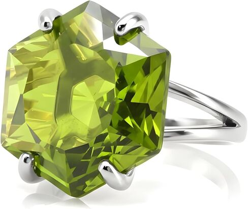 Striking Peridot Ring - Alluring Statement Silver Jewelry - Handmade Simple Promise, Fashion, and Gemstone Rings for Women - Customizable Material and Size in Kuwait