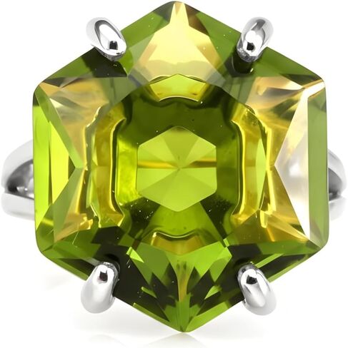 Striking Peridot Ring - Alluring Statement Silver Jewelry - Handmade Simple Promise, Fashion, and Gemstone Rings for Women - Customizable Material and Size in Kuwait