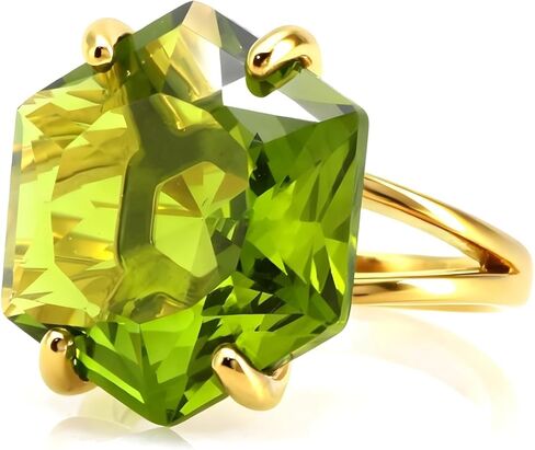 Striking Peridot Ring - Alluring Statement Silver Jewelry - Handmade Simple Promise, Fashion, and Gemstone Rings for Women - Customizable Material and Size in Kuwait