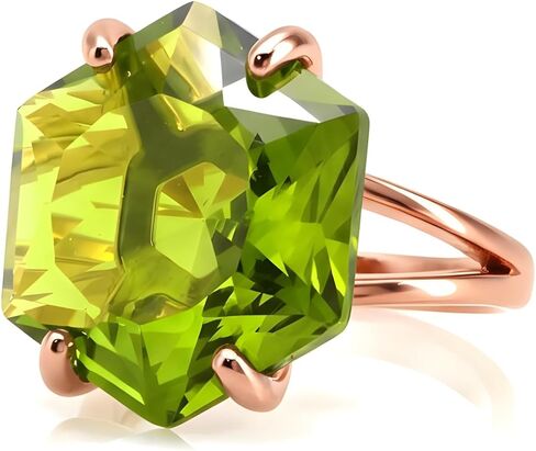 Striking Peridot Ring - Alluring Statement Silver Jewelry - Handmade Simple Promise, Fashion, and Gemstone Rings for Women - Customizable Material and Size in Kuwait