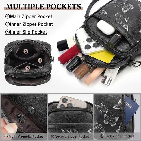BELTANA Small Crossbody Bags for Women, Butterfly Vegan Leather Cell Phone Bag Trendy Wallet Purse with RFID Card Slots | Triple compartment in Saudi Arabia
