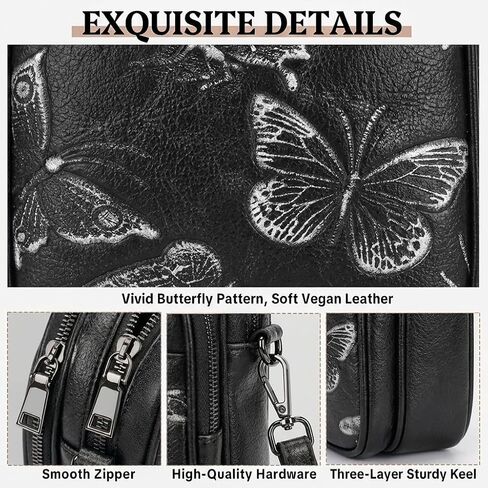 BELTANA Small Crossbody Bags for Women, Butterfly Vegan Leather Cell Phone Bag Trendy Wallet Purse with RFID Card Slots | Triple compartment in Saudi Arabia