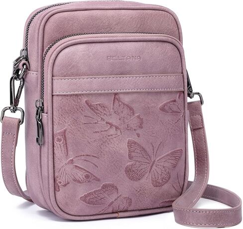 BELTANA Small Crossbody Bags for Women, Butterfly Vegan Leather Cell Phone Bag Trendy Wallet Purse with RFID Card Slots | Triple compartment in Saudi Arabia